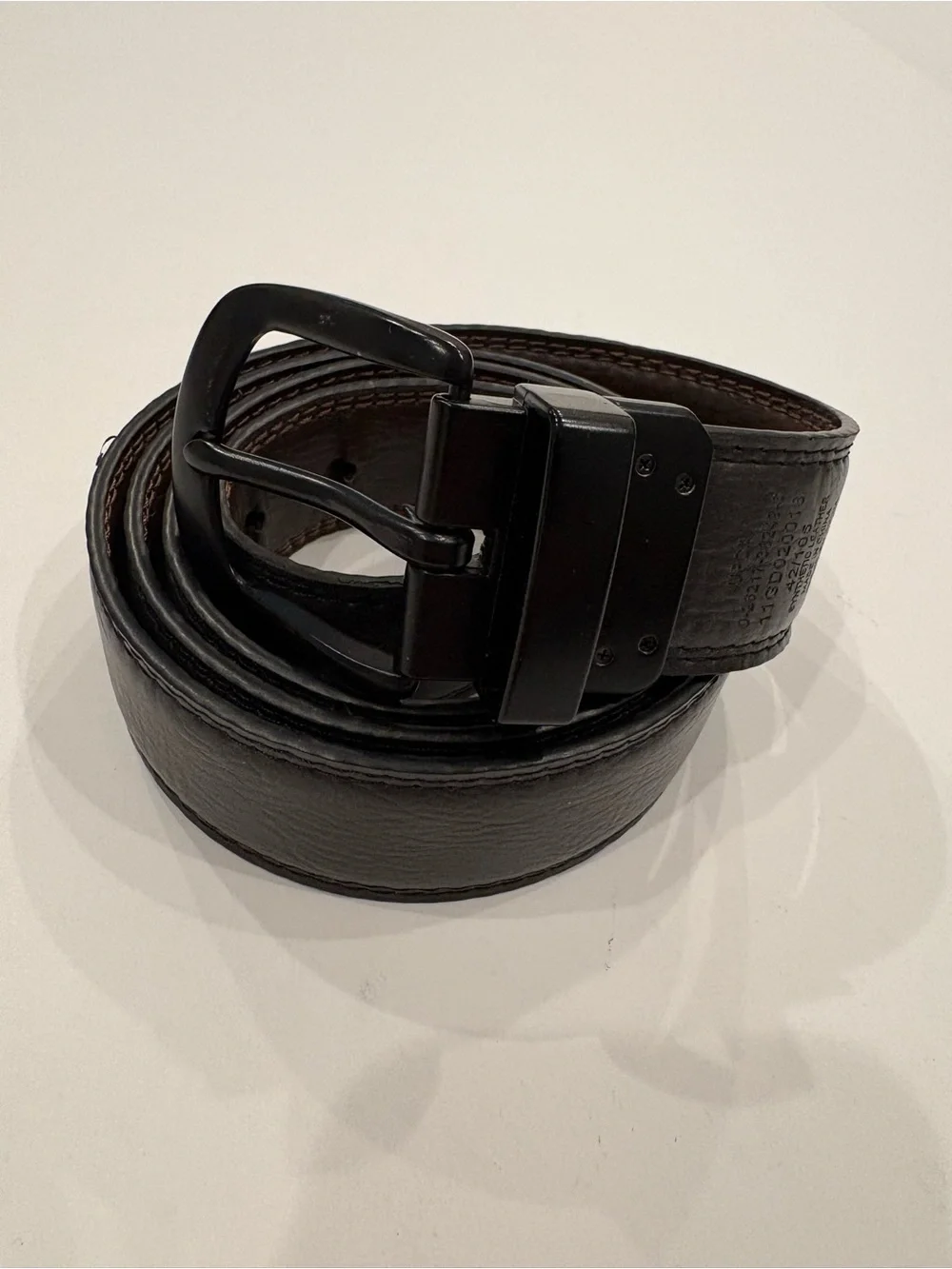 Men's Black Faux Leather Belt - Classic Everyday Style-size 42